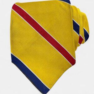Polo Ralph Lauren Striped Vintage Silk Tie Office Business Hand Made Yellow Red